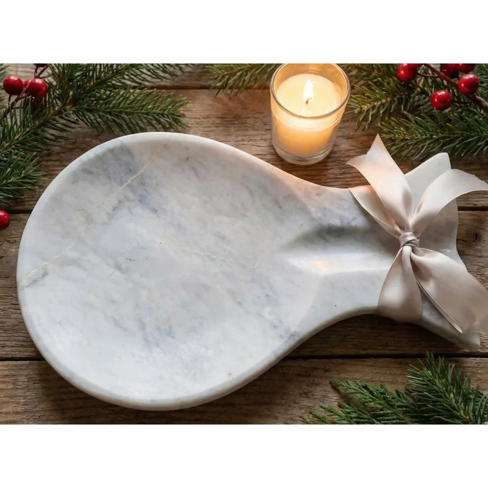 Marble Spoon Rest for stove top, White Stone Spoon holder for kitchen Counter
